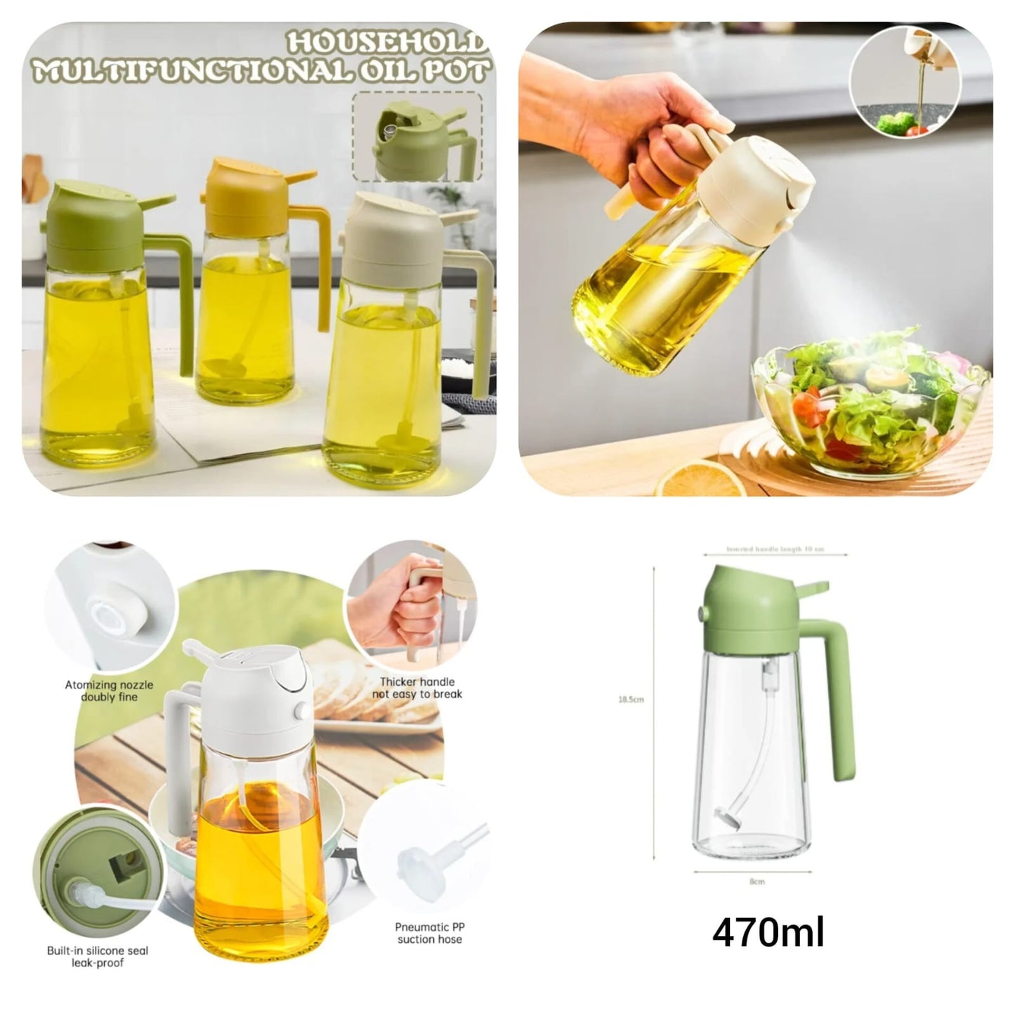 2-in-1 Oil Spray & Dispenser Bottle (470ml)
