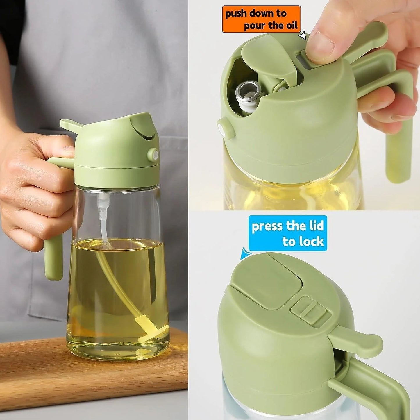 2-in-1 Oil Spray & Dispenser Bottle (470ml)